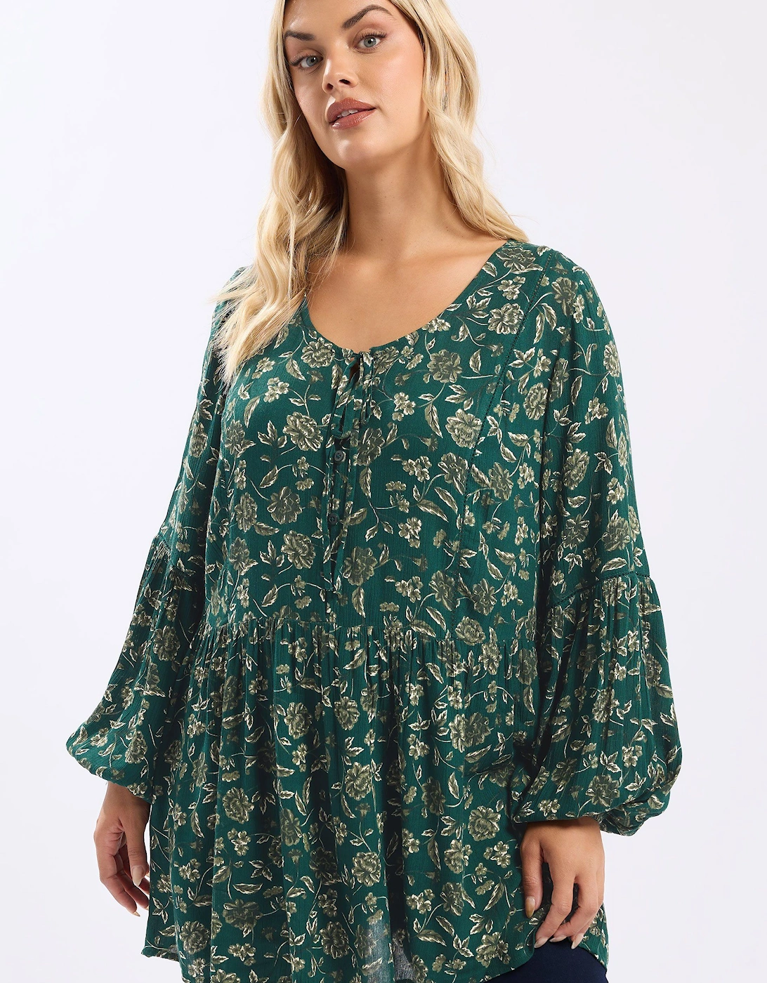 Floral Print Tie Neck Blouse, 2 of 1