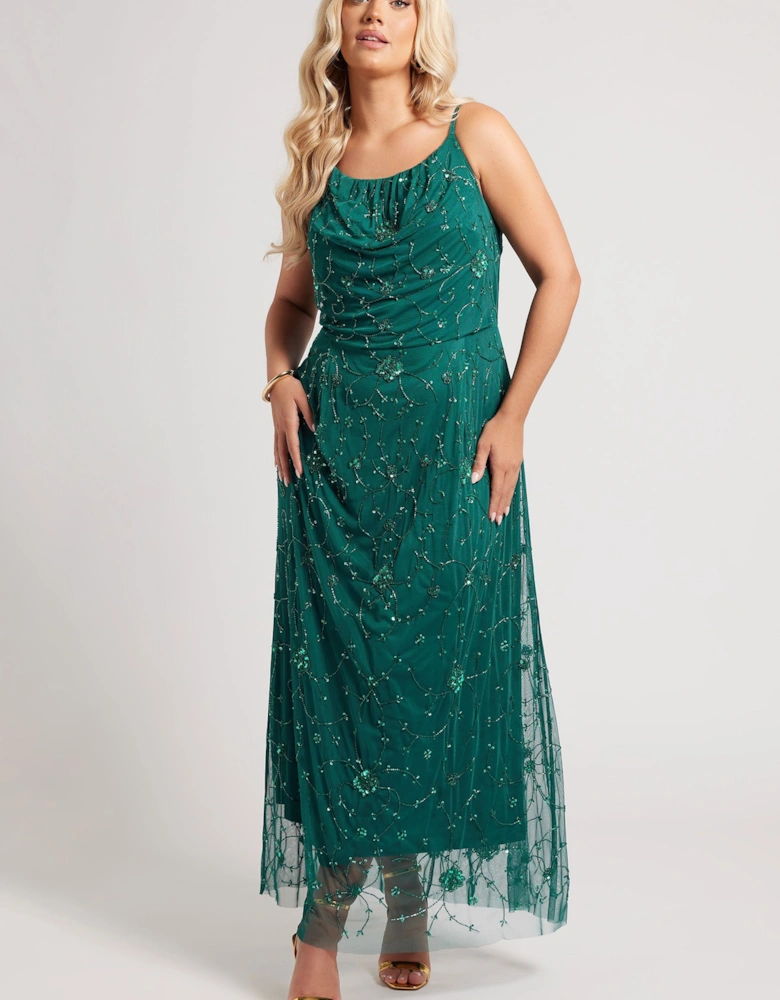 Floral Hand Embellished Maxi Dress
