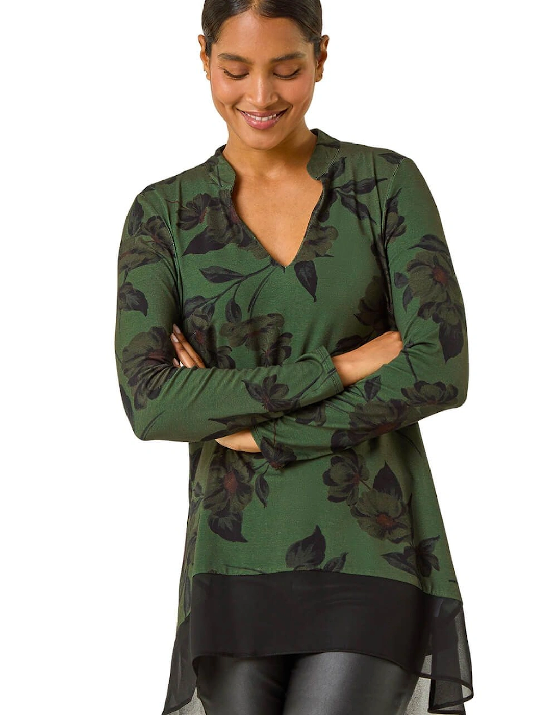 Floral Chiffon Hem Blouse, 2 of 1