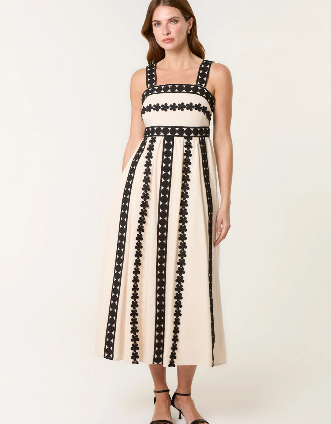 Ivory Luxe Embroidery Detail Strappy Dress, 2 of 1