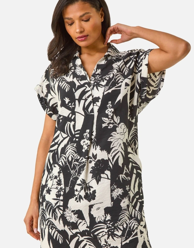 Palm Print Cocoon Dress