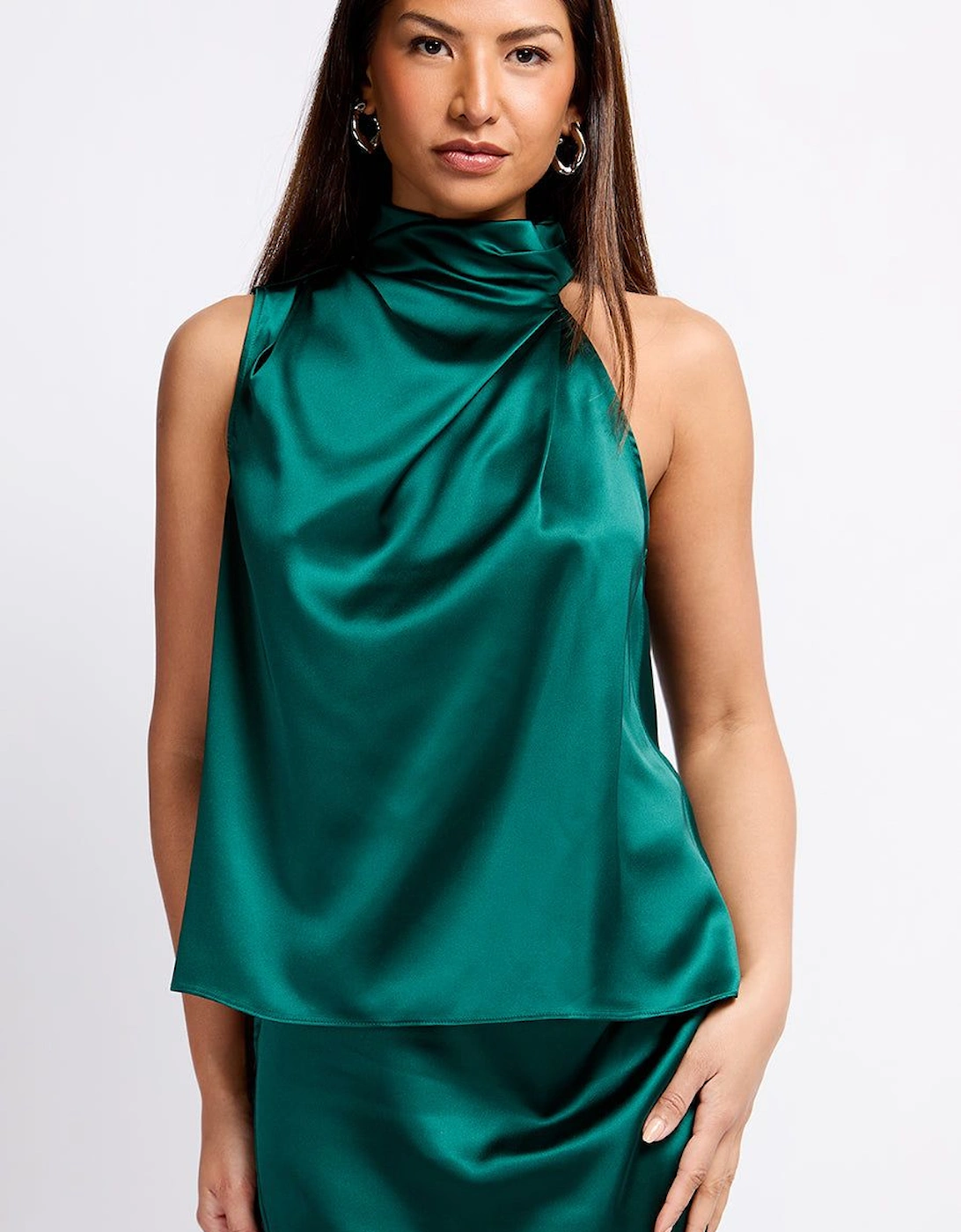 Green Satin Drape Top, 2 of 1