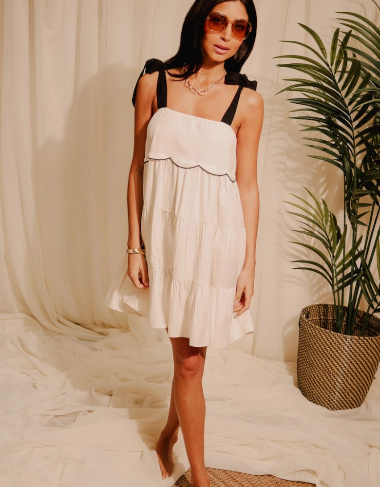 Cream Linen Mini Dress