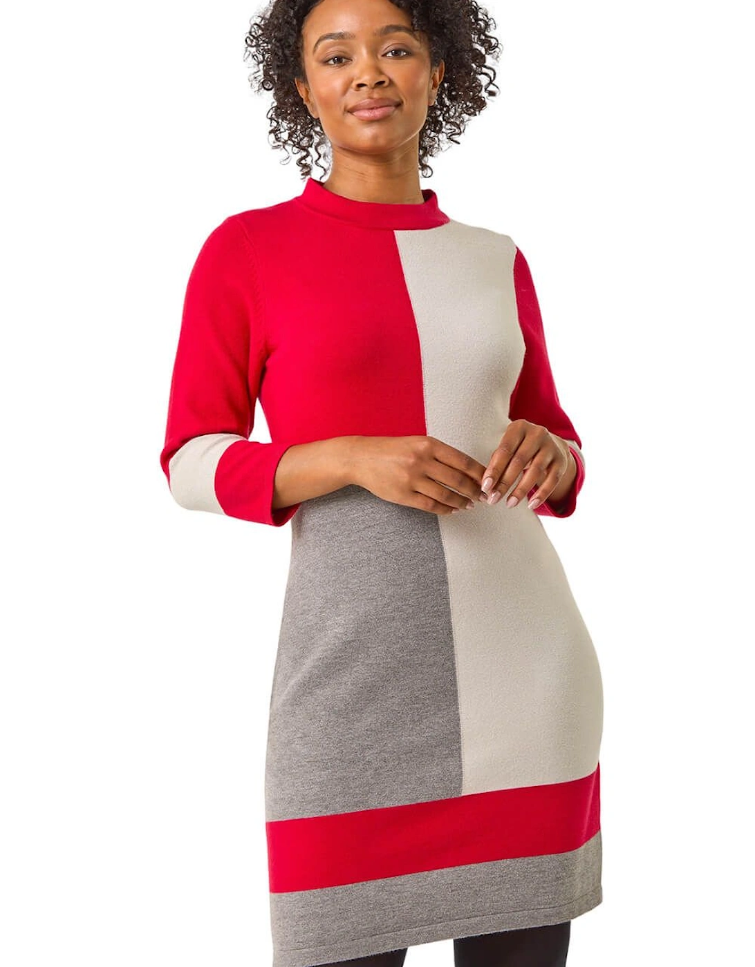 Petite Colour Block Knitted Dress, 2 of 1