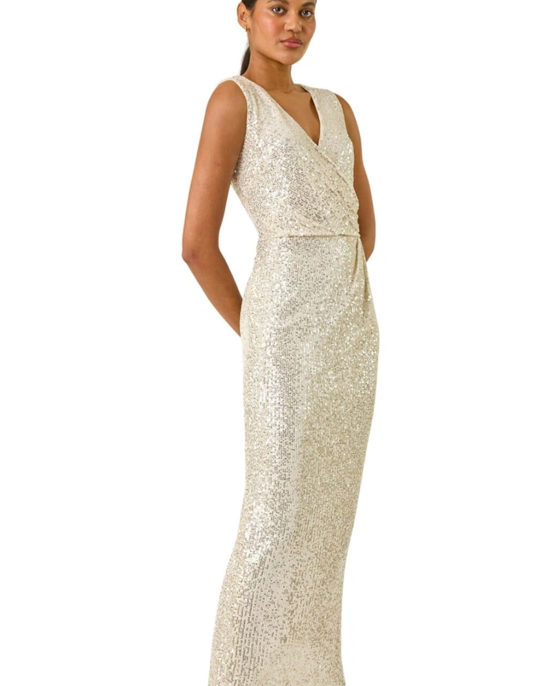 Sequin Twist Detail Maxi Dress
