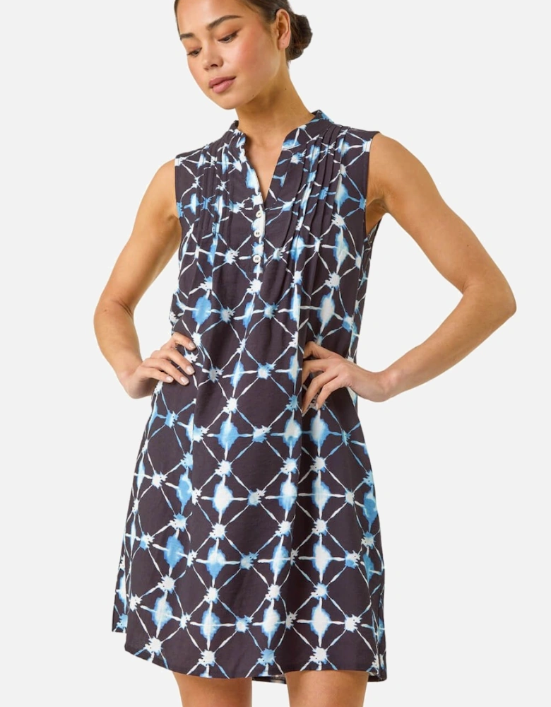 Petite Geometric Pintuck Pocket Dress
