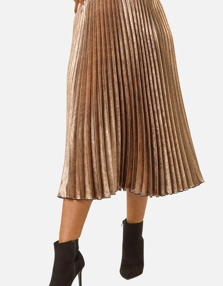 Petite Metallic Pleated Skirt