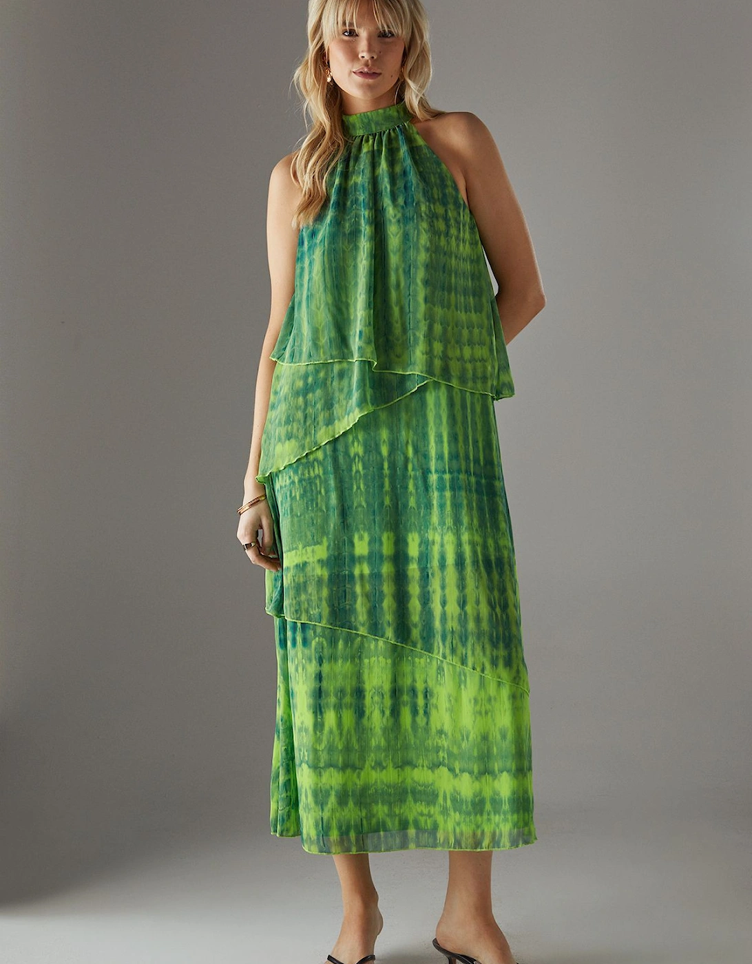 Chiffon Halter Ruffle Layer Maxi Dress, 2 of 1