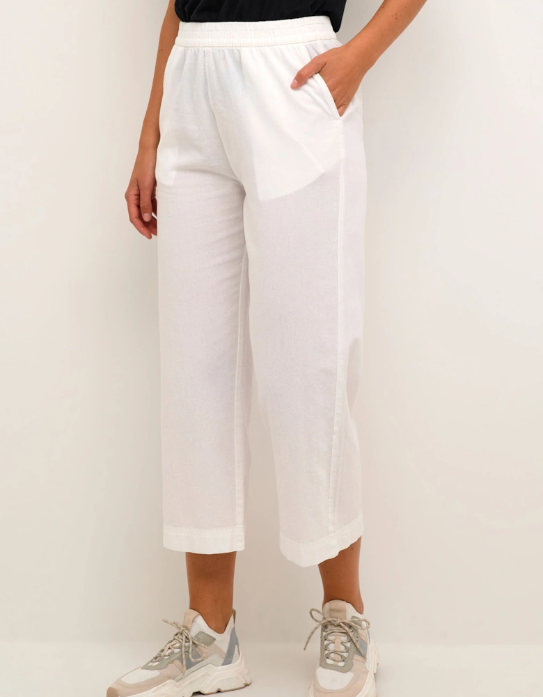 Naya Elastic Waist Cropped Trousers Plain