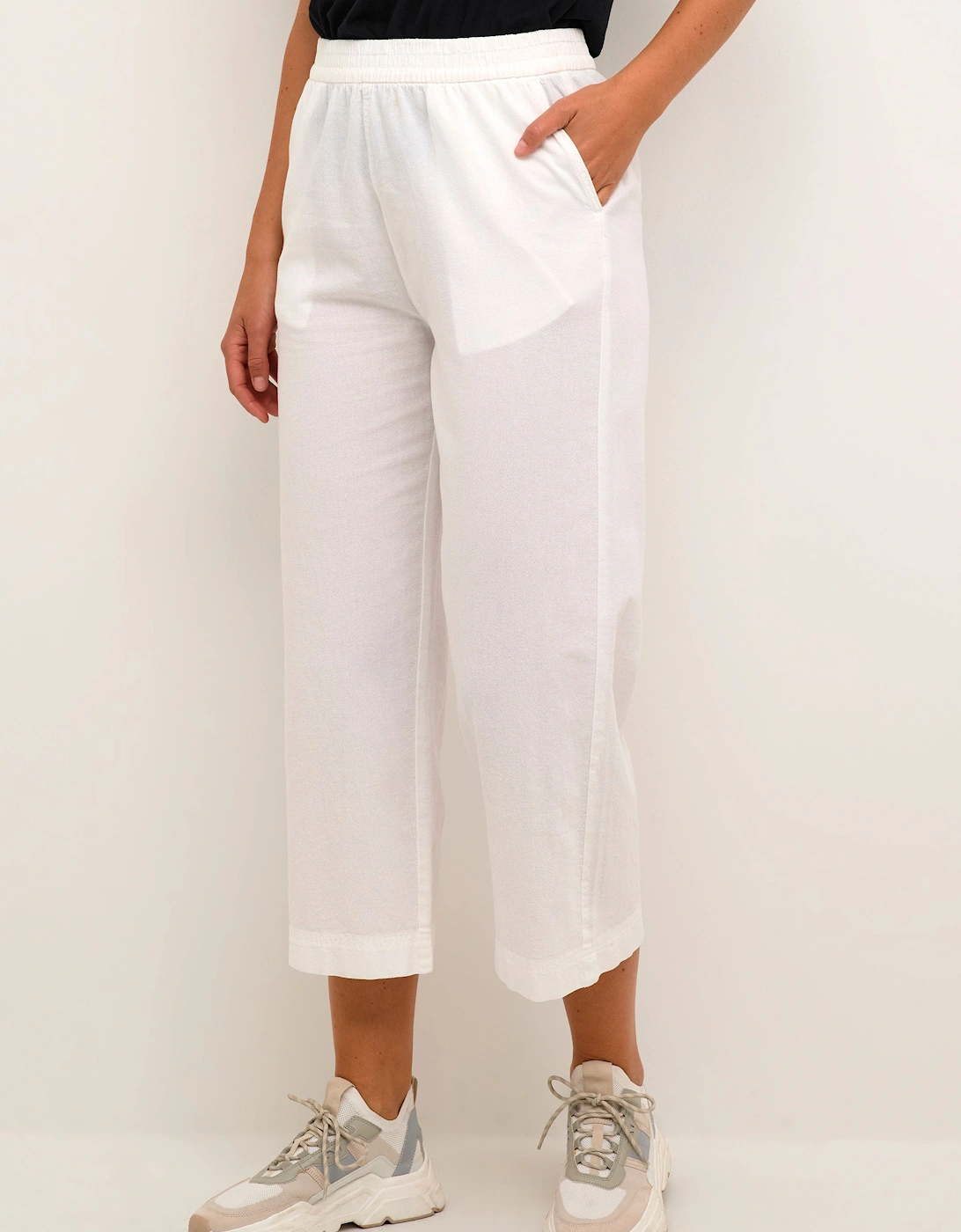 Naya Elastic Waist Cropped Trousers Plain, 2 of 1