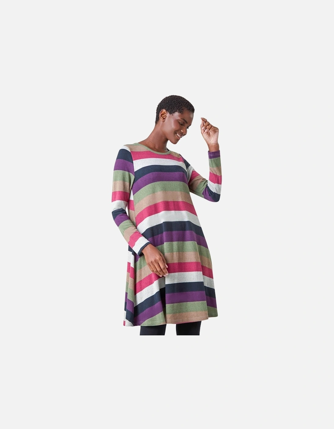 Stripe Print Swing Stretch Dress, 2 of 1