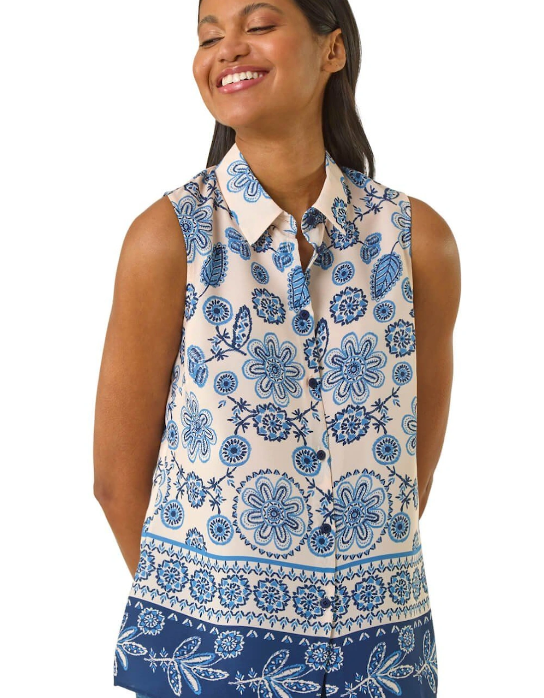 Border Print Collared Blouse, 2 of 1