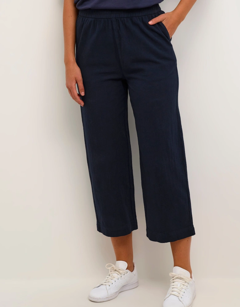 Naya Elastic Waist Cropped Trousers Plain