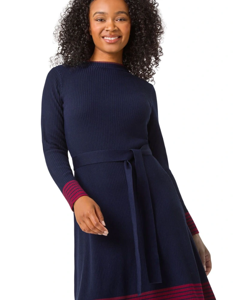 Petite Stripe Knitted Midi Dress