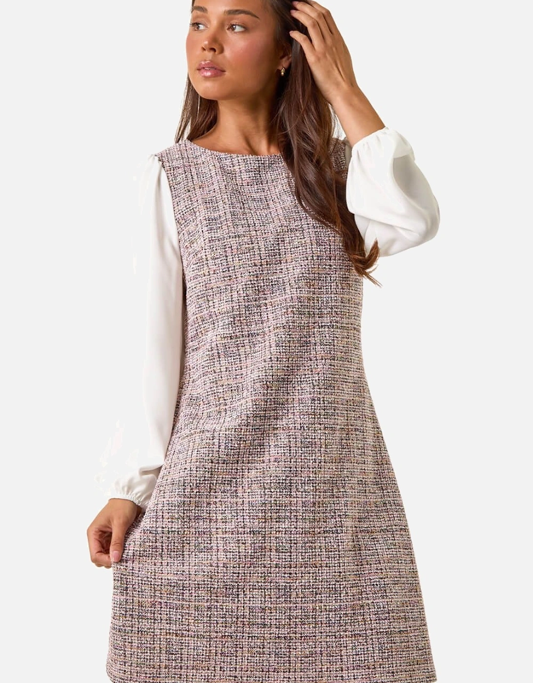 Petite Boucle Contrast Sleeve Dress, 2 of 1