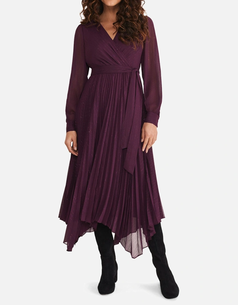 Dani Pleated Belted Midi Dress