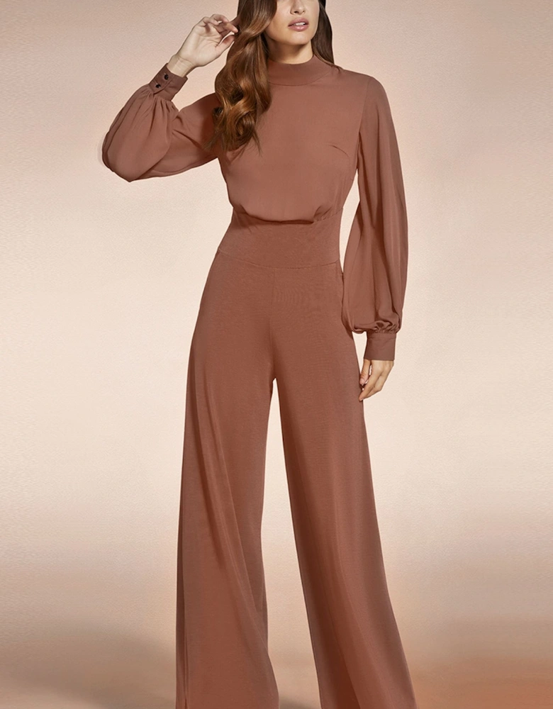 Wideleg Jumpsuit with Blouson Sleeve