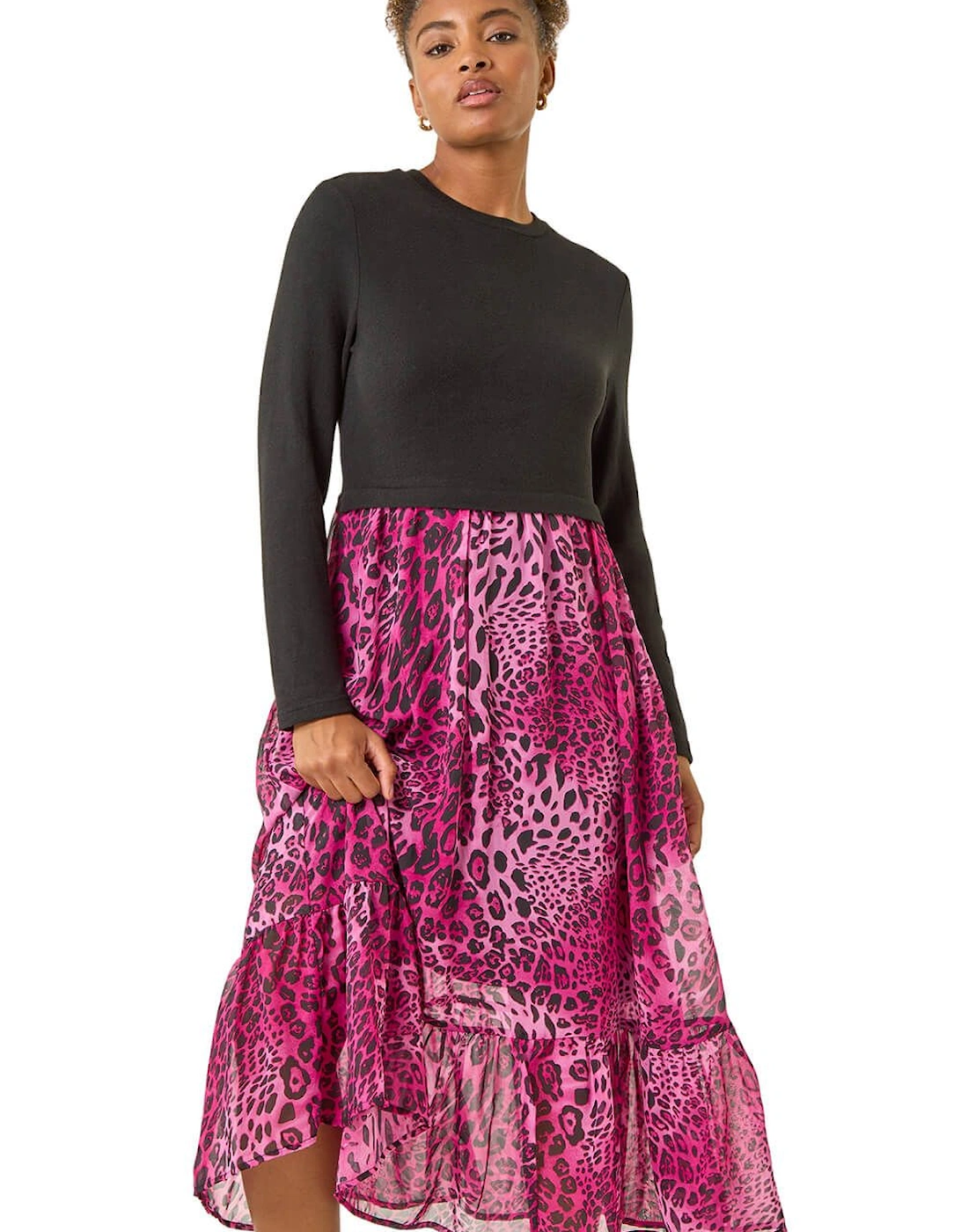 Animal Print Stretch Midi Dress, 2 of 1