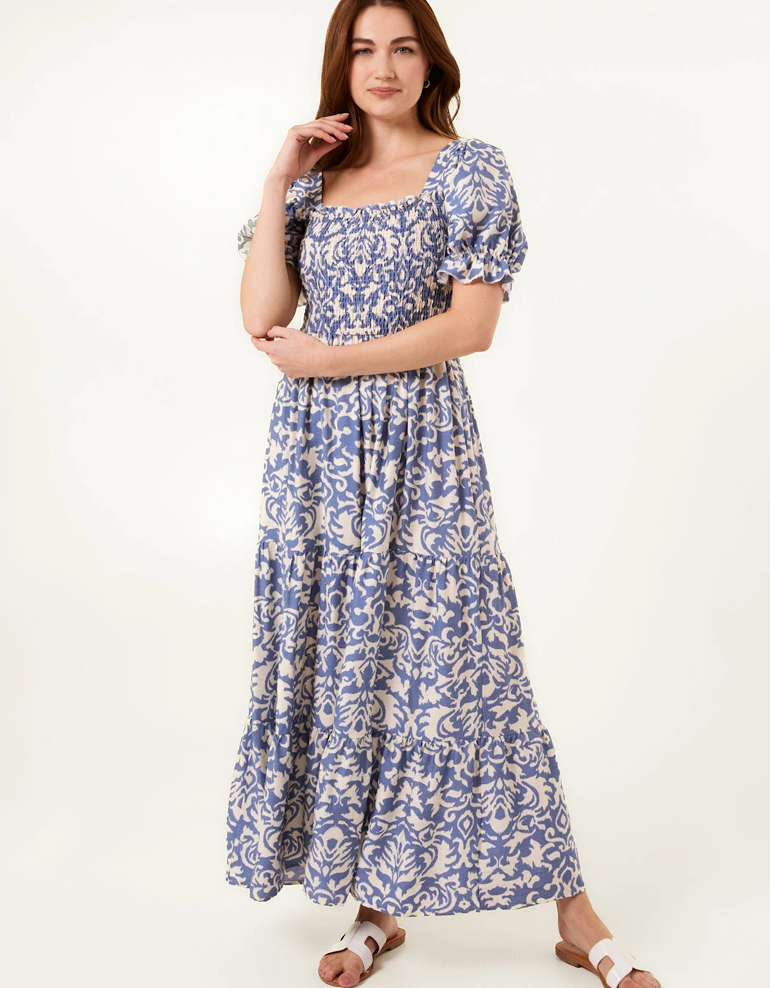 Light Blue Puff Sleeve Square Neck Maxi Dress, 2 of 1