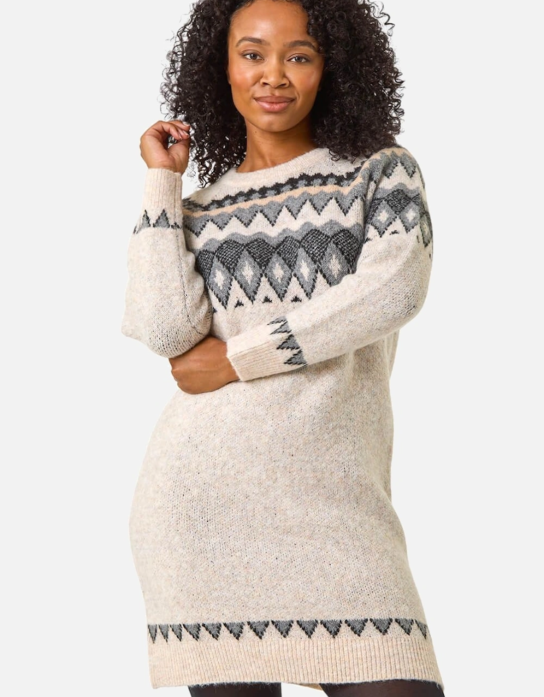 Petite Nordic Pattern Knit Jumper Dress, 2 of 1