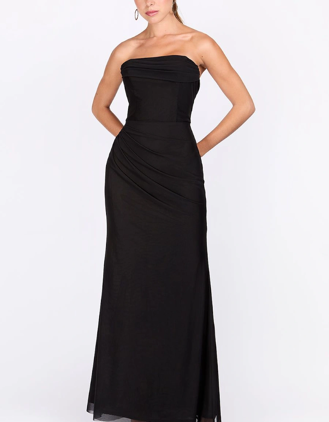 Black Mesh Bandeau Maxi Dress, 2 of 1