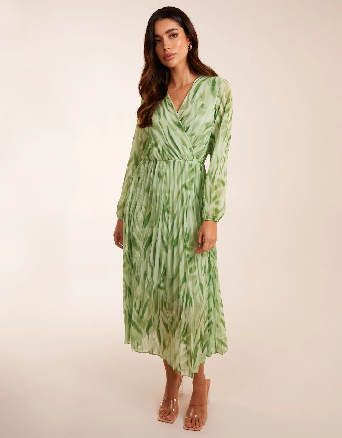 Abstract Wrap Pleated Midi Dress, 2 of 1