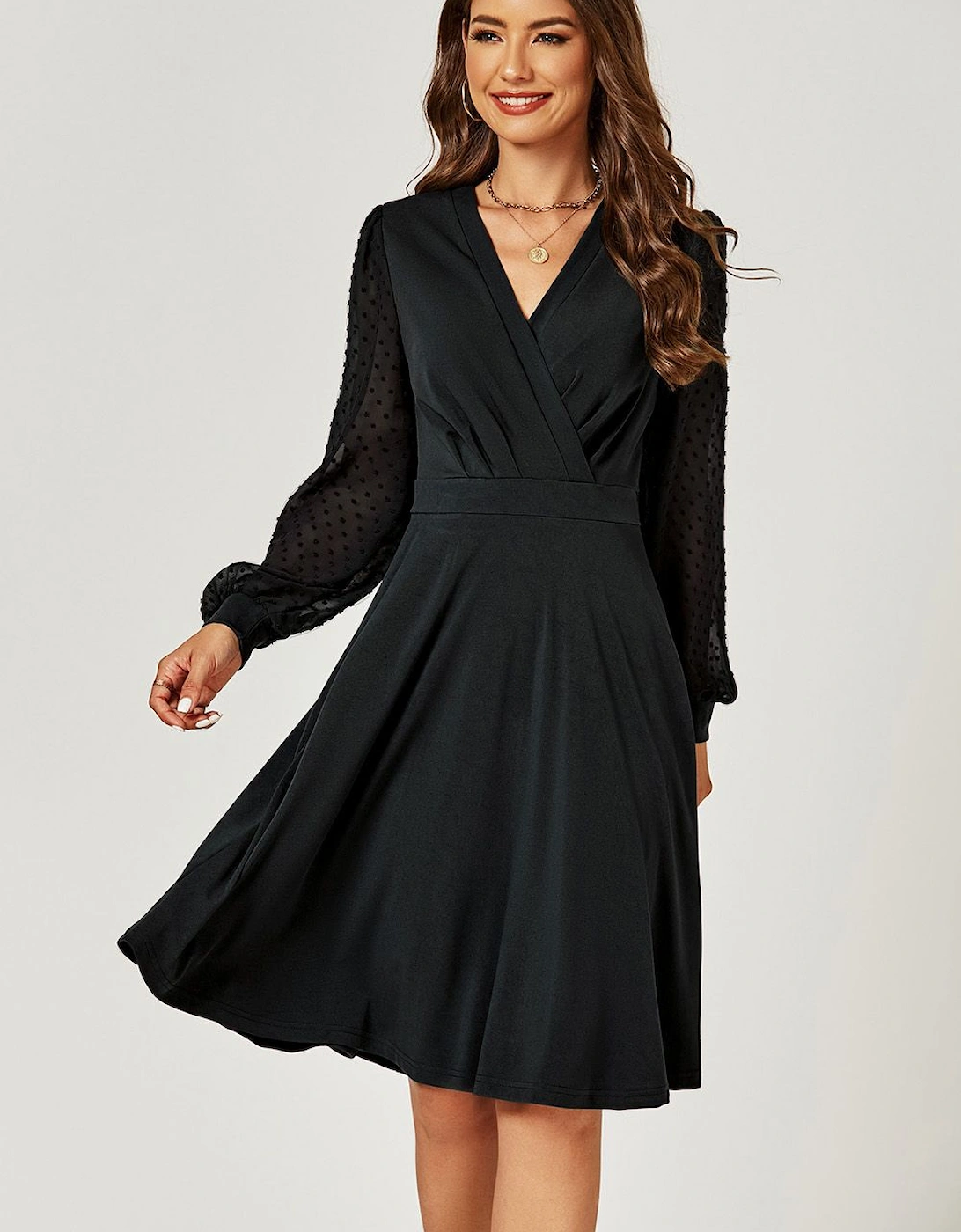 Long Lace Sleeve Wrap Style Dress, 2 of 1