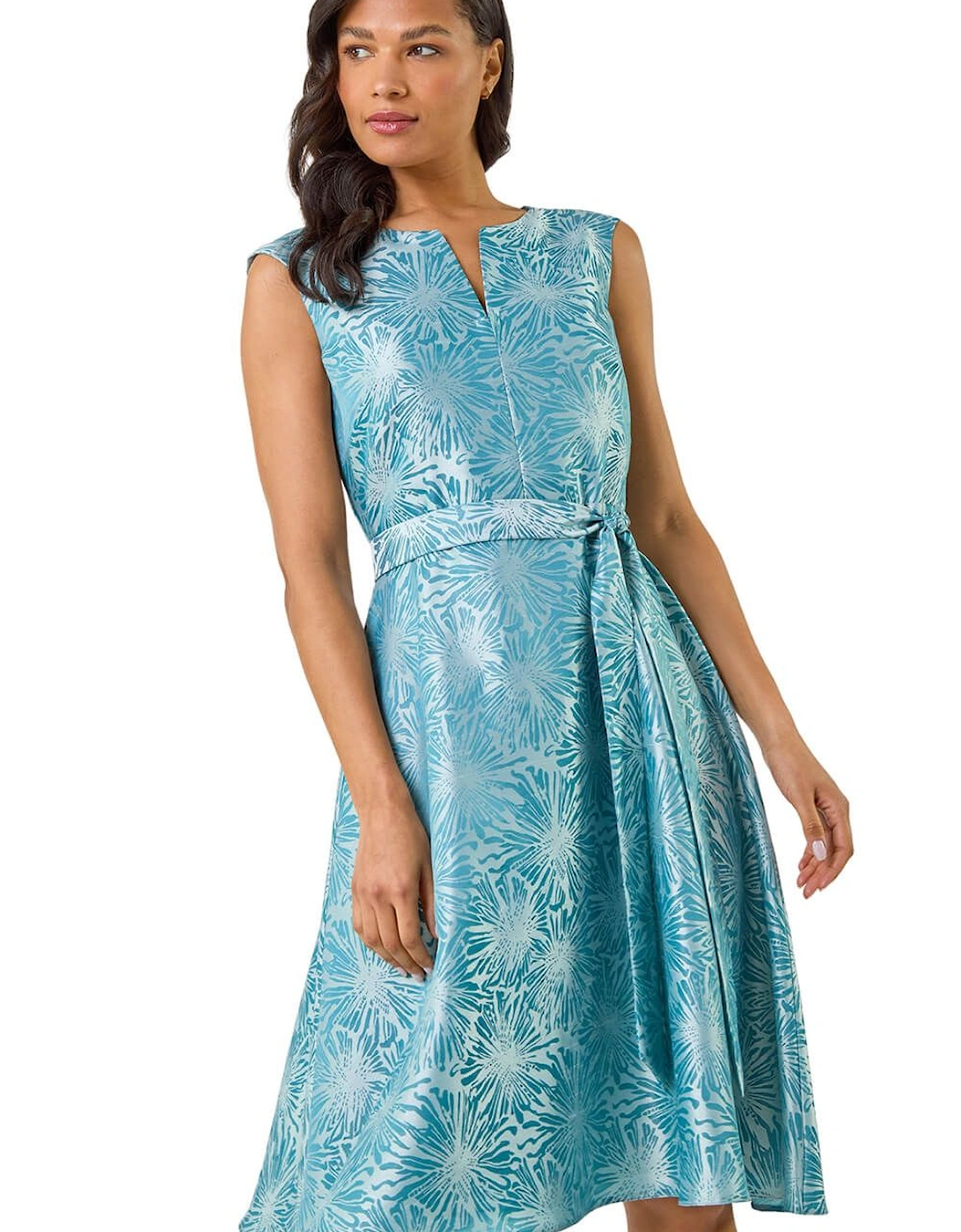 Jacquard Belted Fit & Flare Dress, 2 of 1