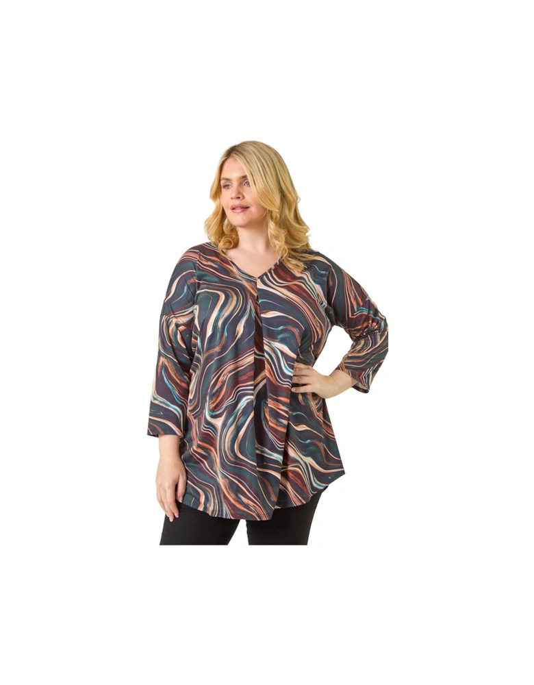 Curve V-Neck Pleat Front Tunic