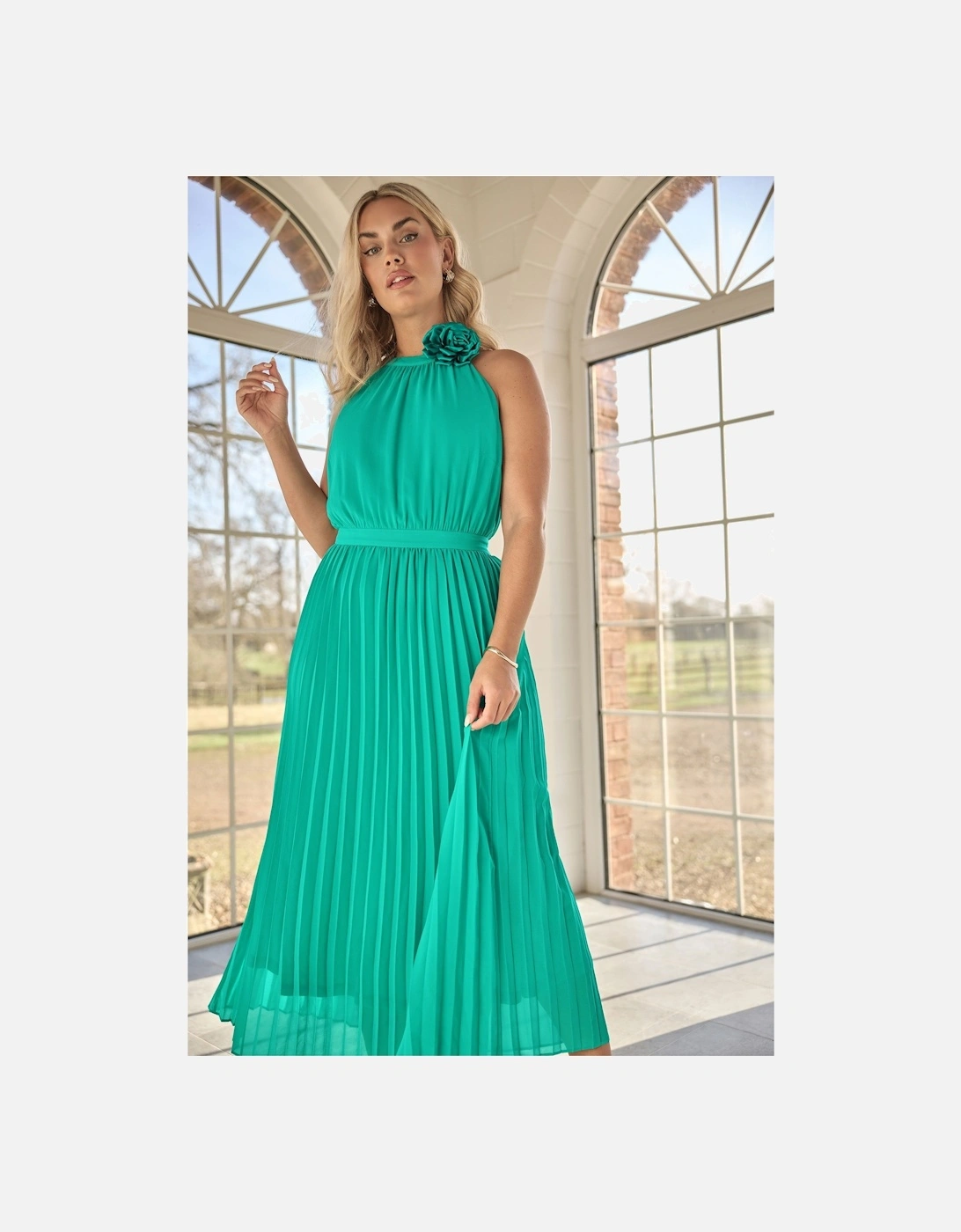 Corsage Pleated Maxi Dress, 2 of 1