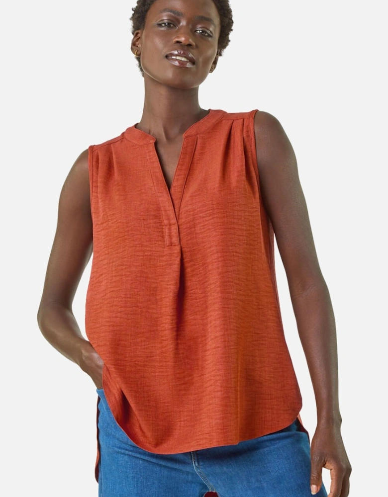 V-Neck Front Pleat Vest Top