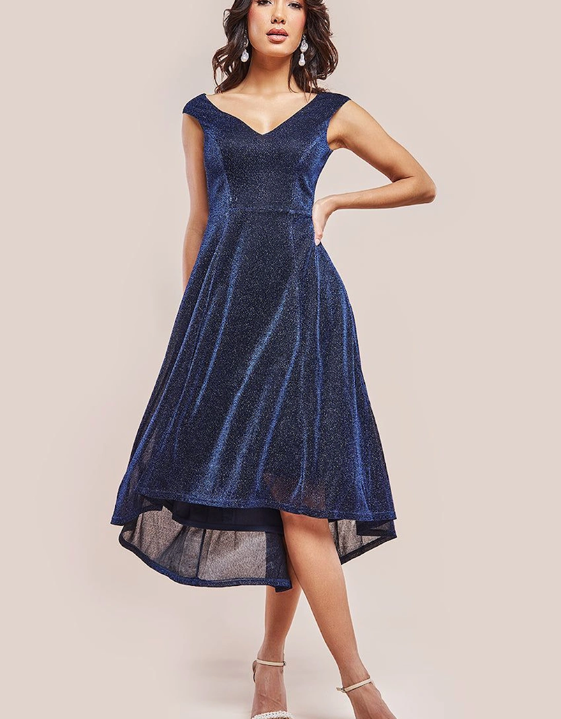 Off The Shoulder Sparkling High Low Dress, 2 of 1