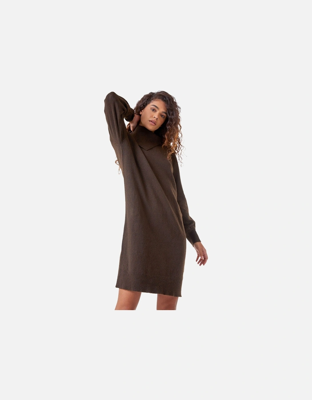 Split Neck Ribbed Knit Dress, 2 of 1