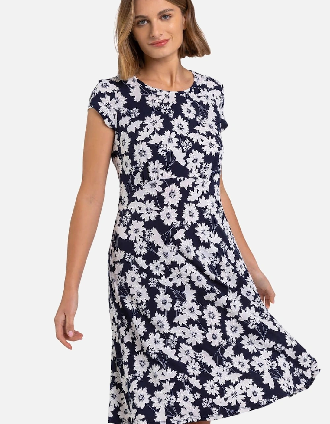 Floral Print Stretch Jersey Tea Dress, 2 of 1