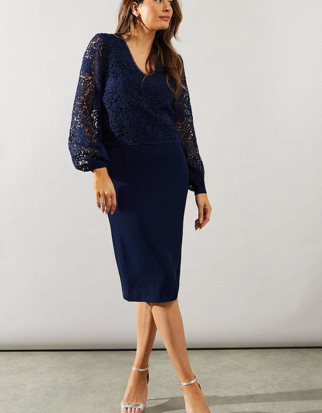 Lace Overlay Two In One Pencil Dress, 2 of 1