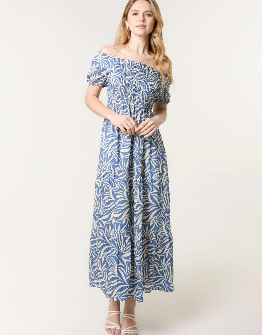 Blue Elasticated Sleeve Maxi Dress, 2 of 1