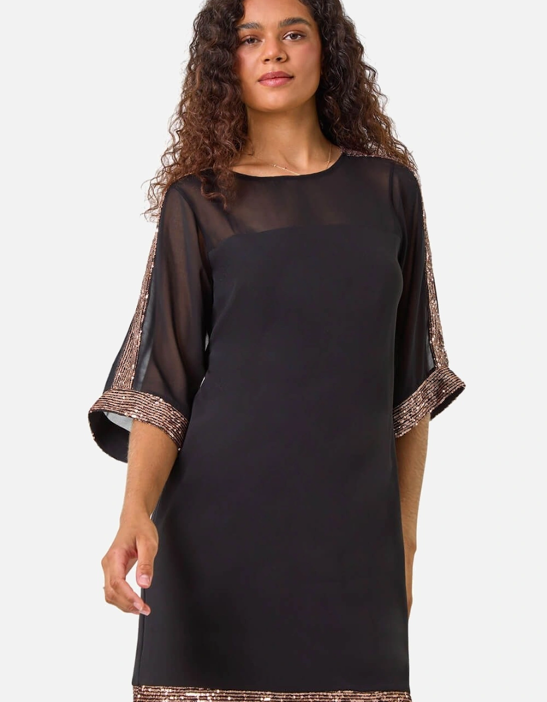 Sequin Trim Shift Dress, 2 of 1