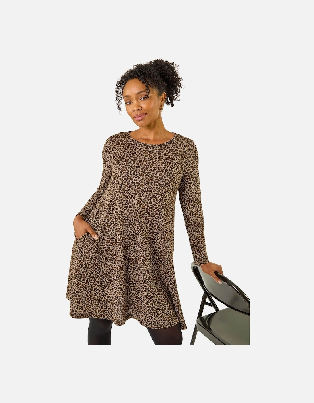 Petite Leopard A-Line Dress, 2 of 1