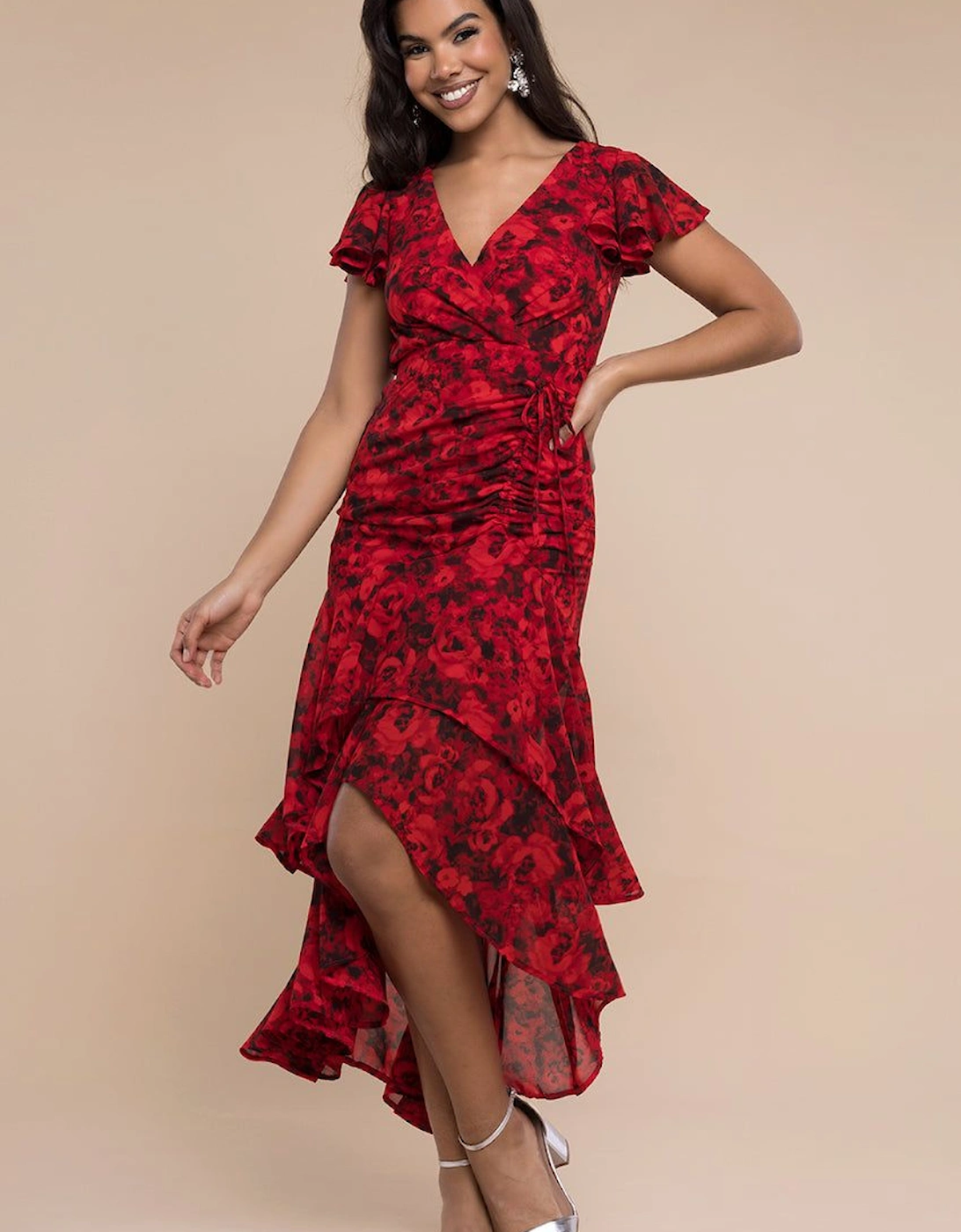 Floral Wrap High And Low Midaxi Dress, 2 of 1