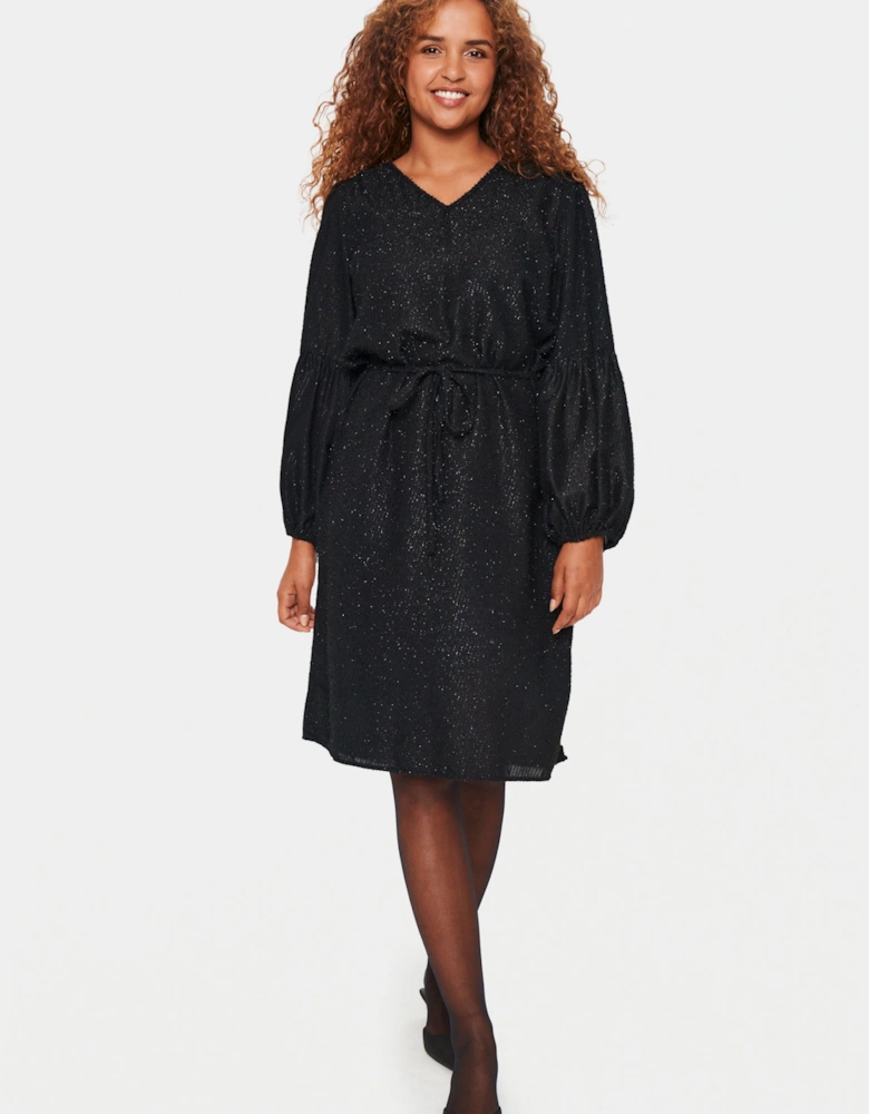 BriSZ V-neck Glitter Casual Fit Dress