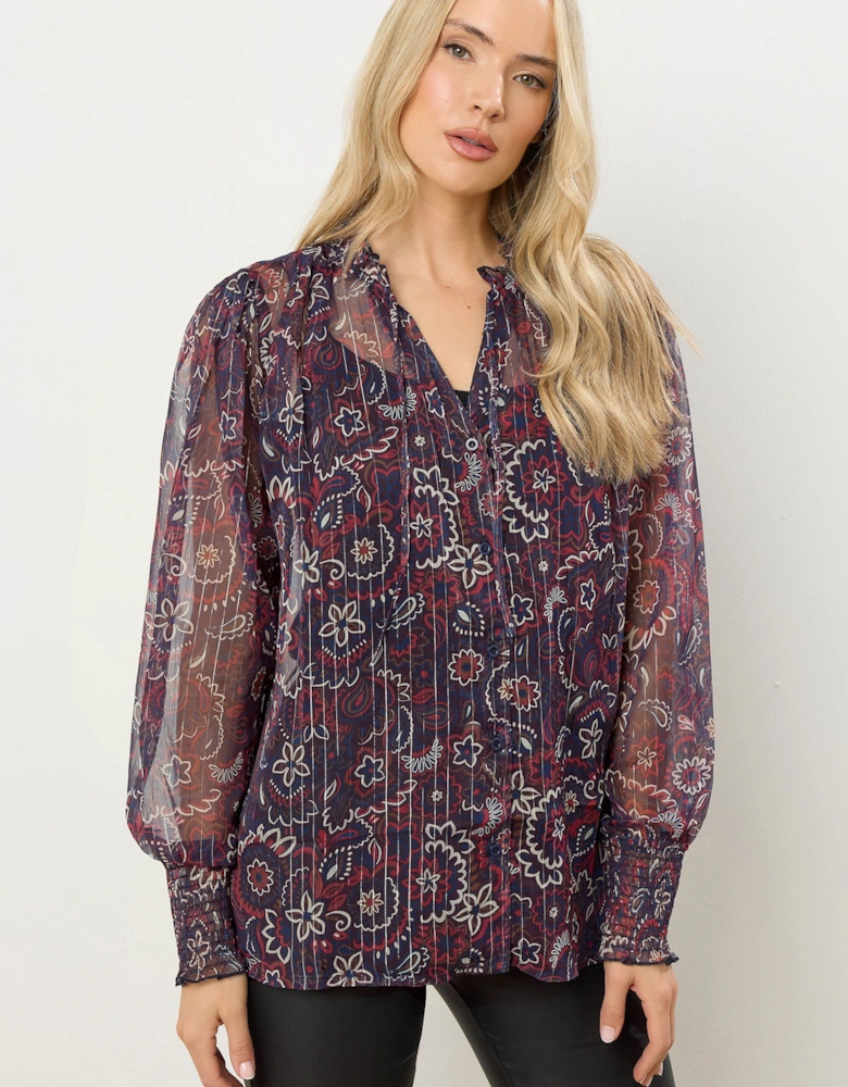Tall Paisley Frill Neck Blouse