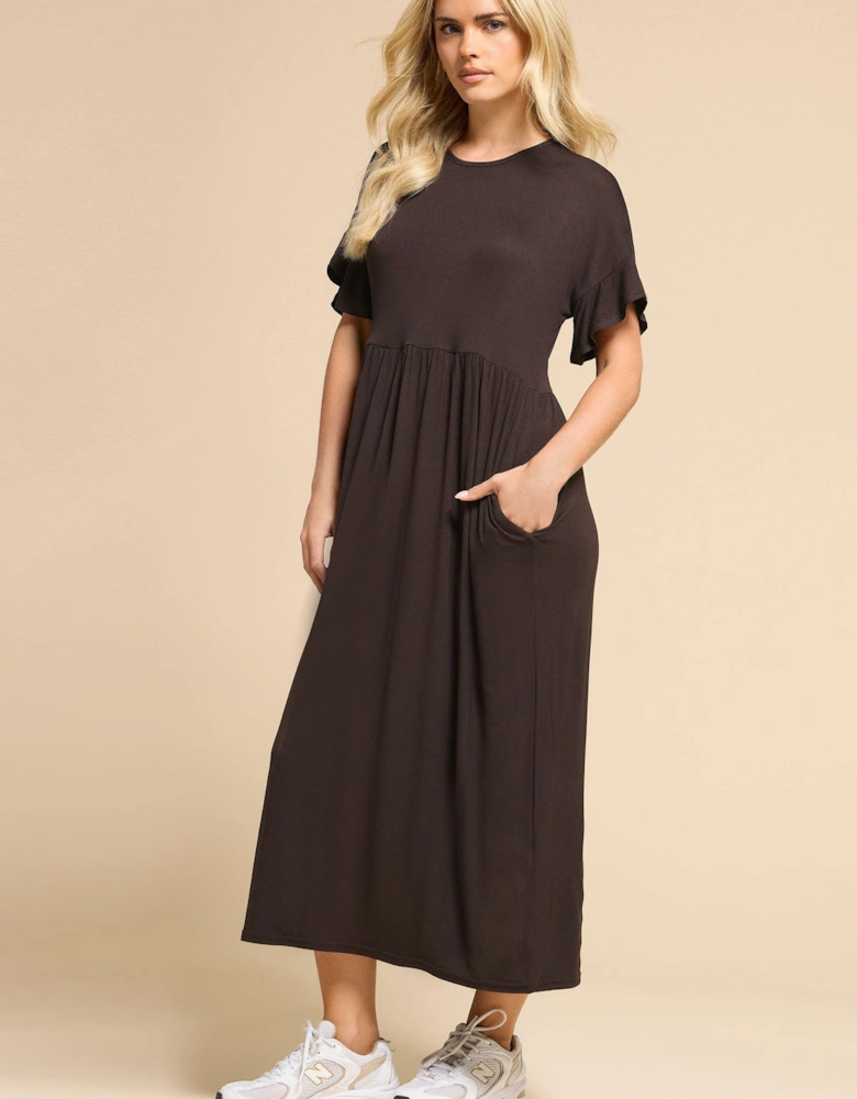 Petite Frill Smock Midaxi Dress