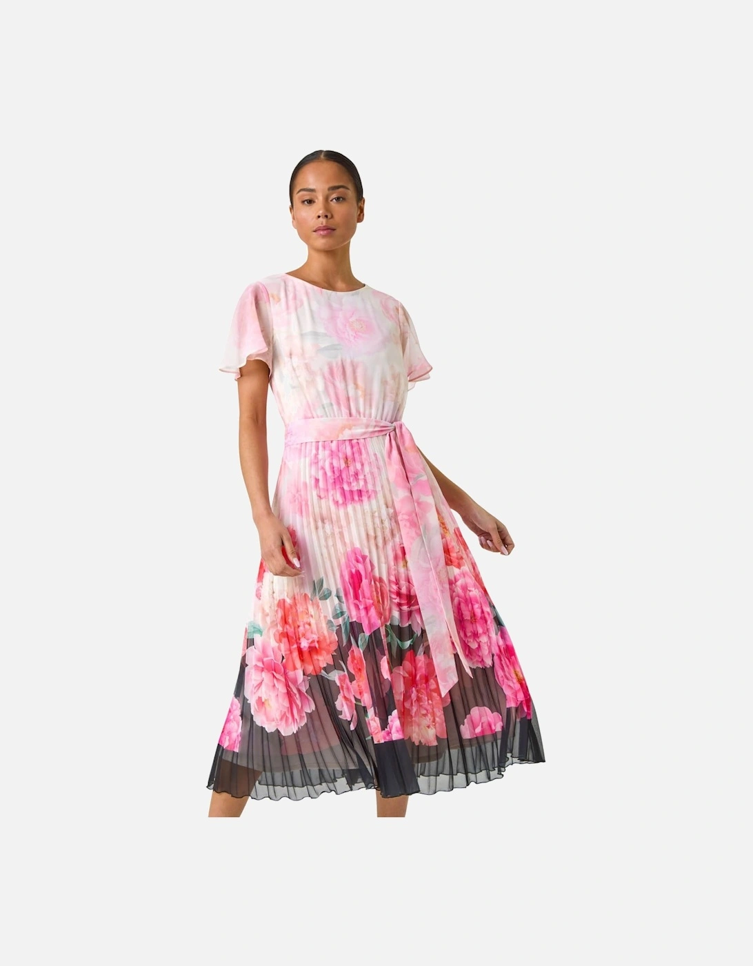 Petite Floral Pleated Midi Dress, 2 of 1