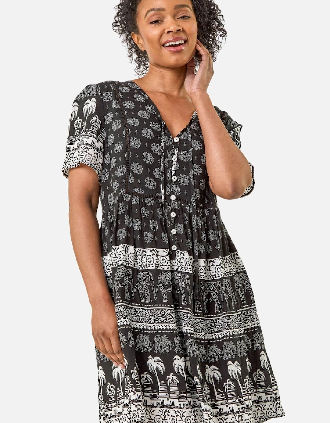 Petite Elephant Print Smock Dress, 2 of 1