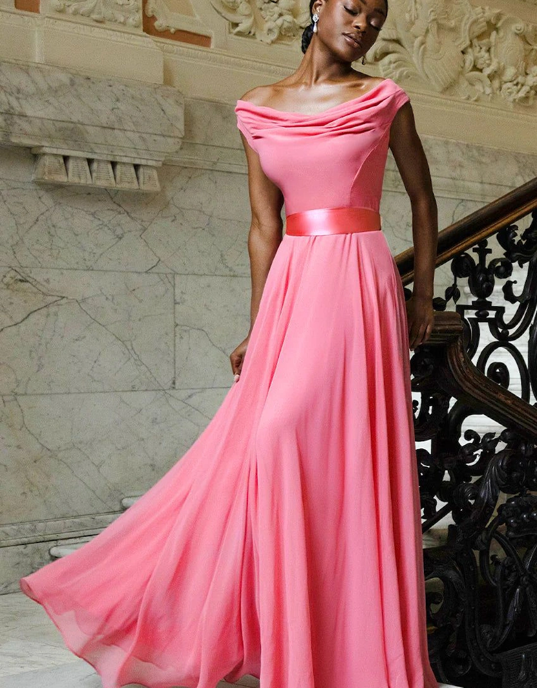 Cowl Neck Chiffon Maxi Dress, 2 of 1