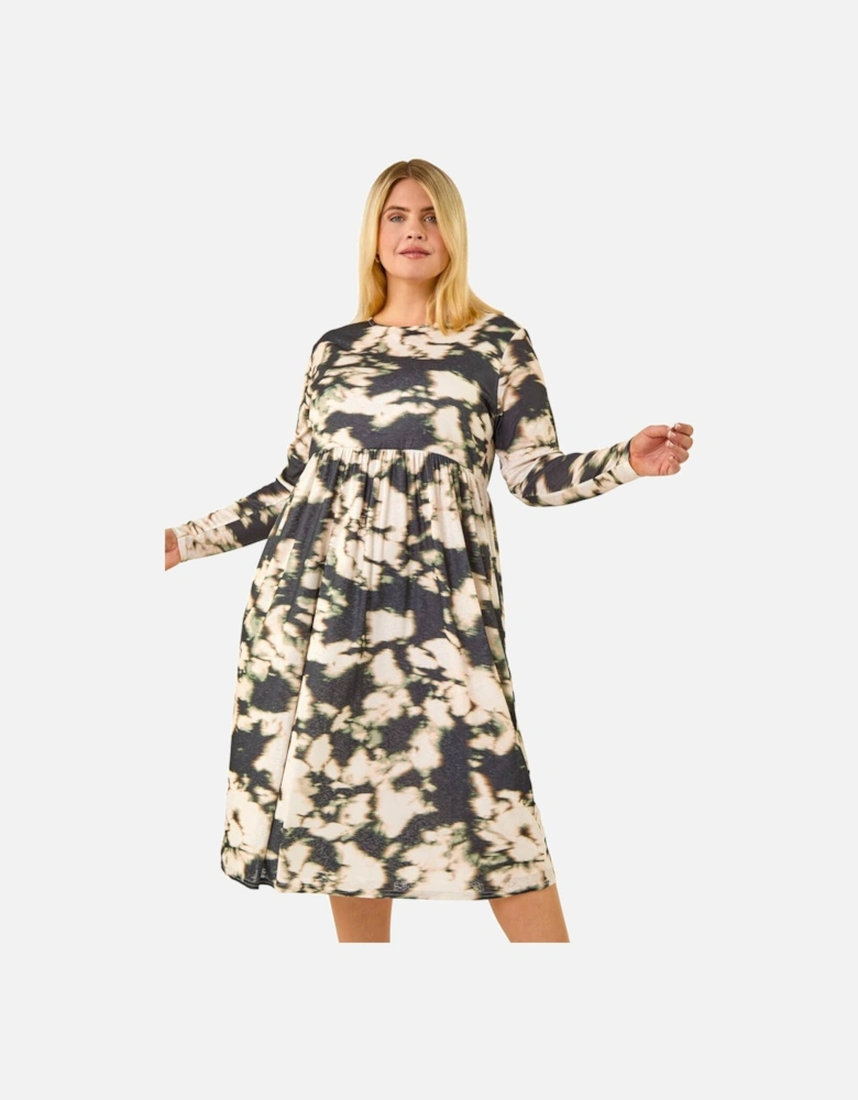 Curve Abstract Print Midi Dress