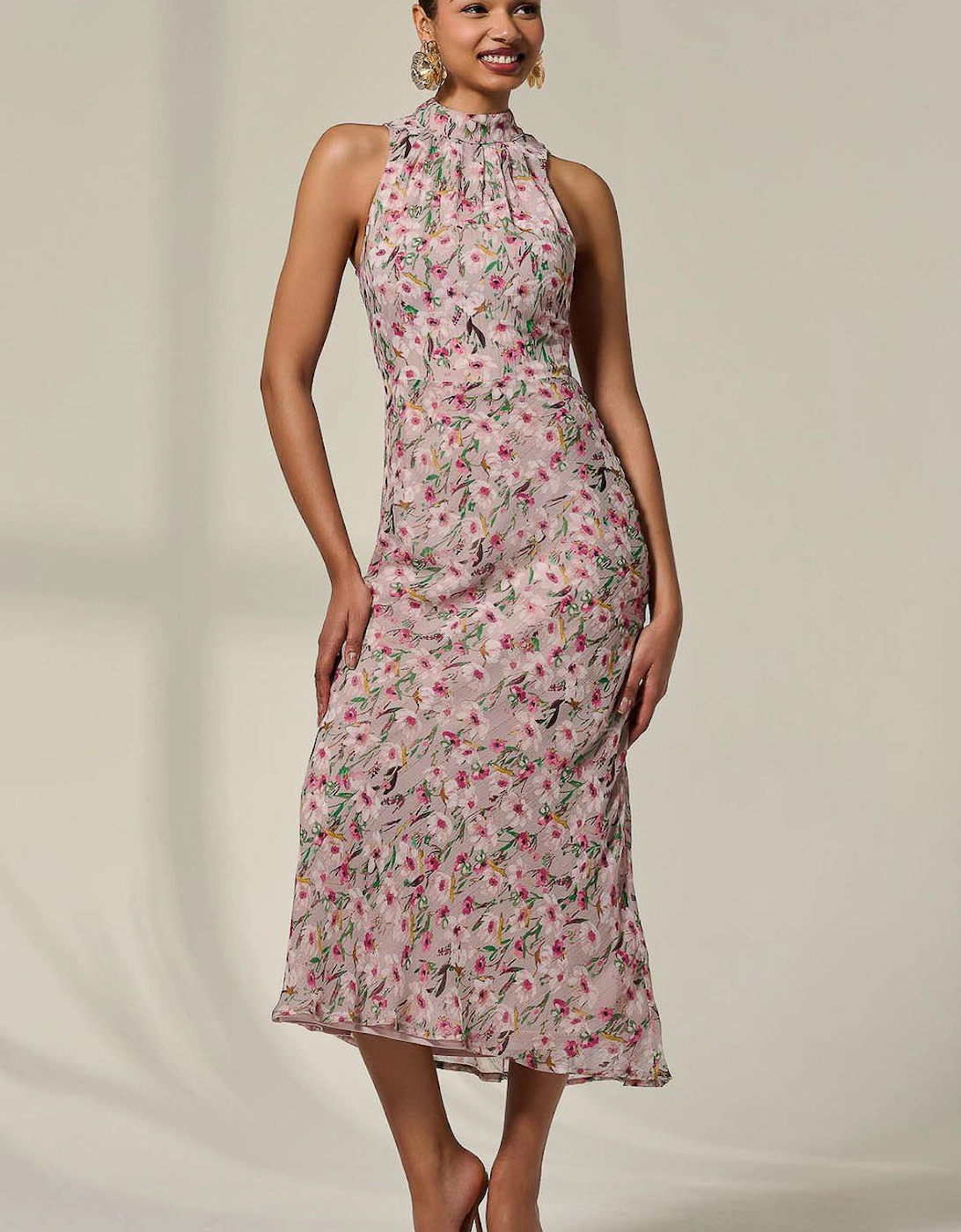 Chiffon Halterneck Printed Midaxi Dress, 2 of 1