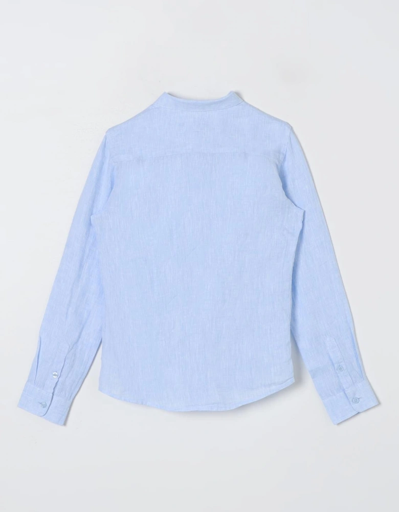 Essential Solid Pattern Woven Shirt with Classic Collar and Long Sleeves
