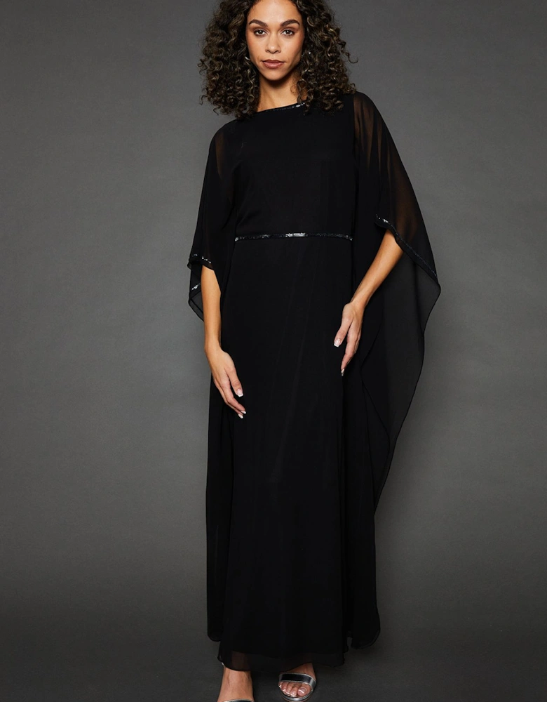 Occasion Embellsihed Kimono Sleeve Maxi Dress