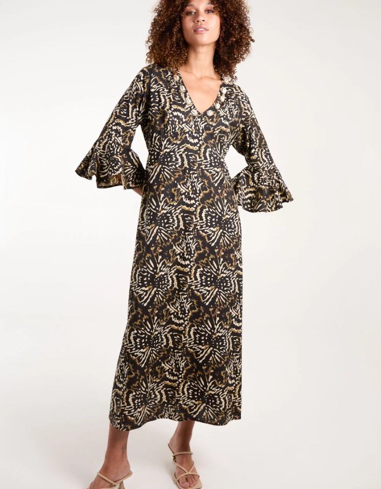 V Neck Shell Midi Dress